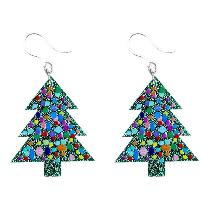 Glittery Bubble Christmas Tree Earrings (Dangles)