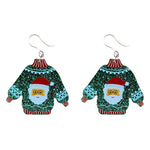 Glittery Christmas Sweater Earrings (Dangles) - santa