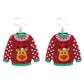 Glittery Christmas Sweater Earrings (Dangles) - reindeer