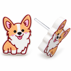 Corgi Studs Plastic Post Earrings for Sensitive Ears