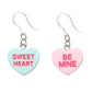 Conversation Heart Dangles Hypoallergenic Earrings for Sensitive Ears Made with Plastic Posts