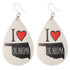 I Love Oklahoma Earrings (Teardrop Dangles)