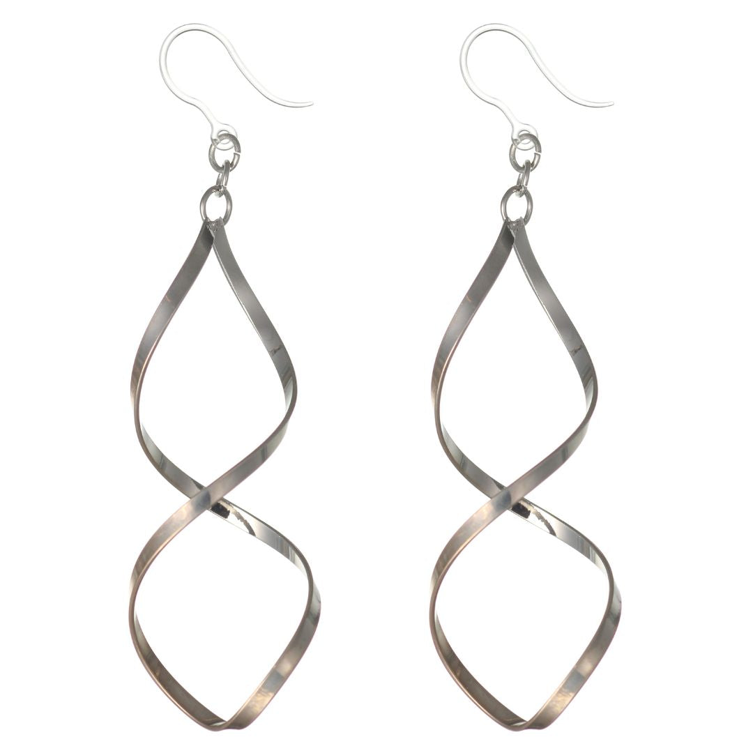 Infinity Spiral Dangles Hypoallergenic Earrings for Sensitive Ears Made with Plastic Posts