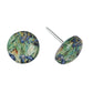 Glass Van Gogh Button Earrings (Studs) - Irises 12mm
