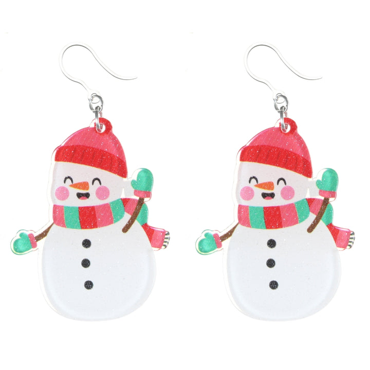 Exaggerated Sparkly Snowman Earrings (Dangles)