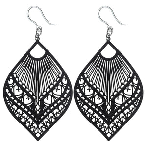 Large Peacock Dangles Black