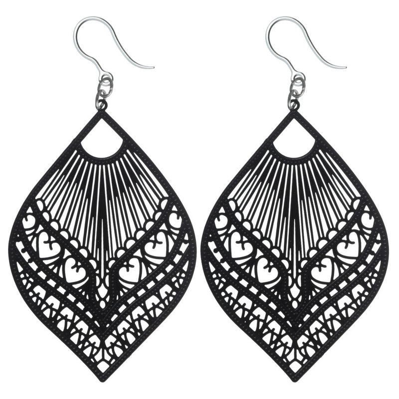 Large Peacock Dangles Black