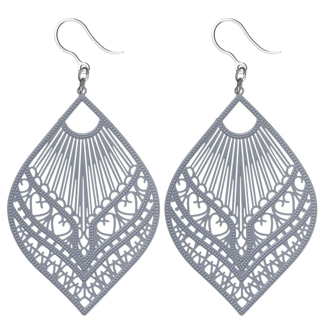 Large Peacock Dangles Gray