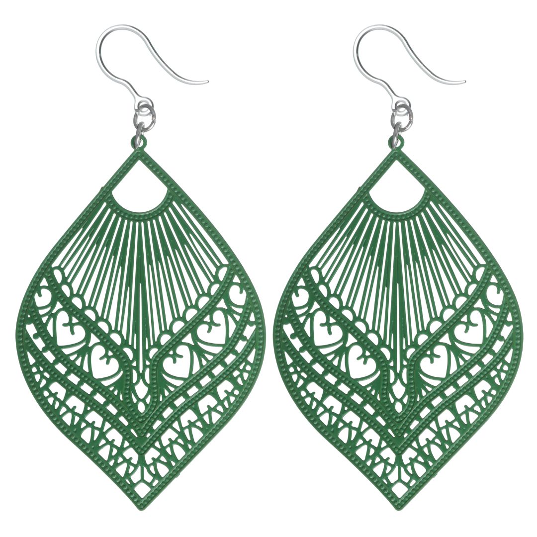 Large Peacock Dangles Kelly Green