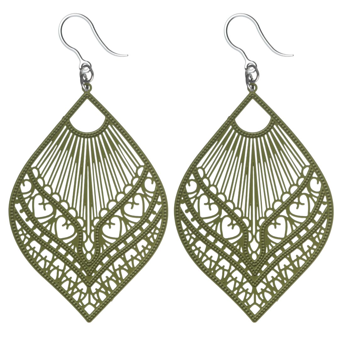 Large Peacock Dangles Olive