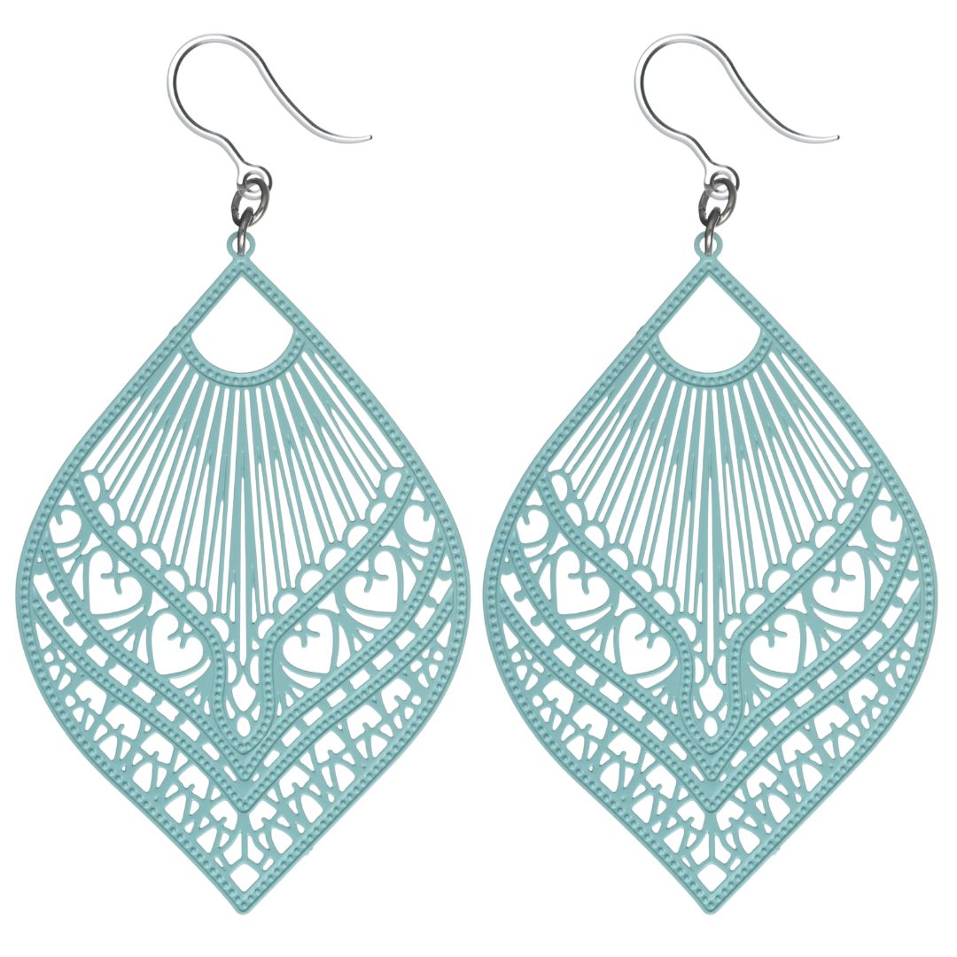 Large Peacock Dangles Turquoise