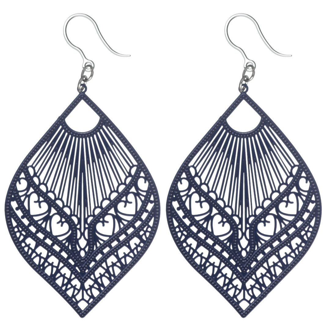 Large Peacock Dangles Turquoise Cobalt Blue