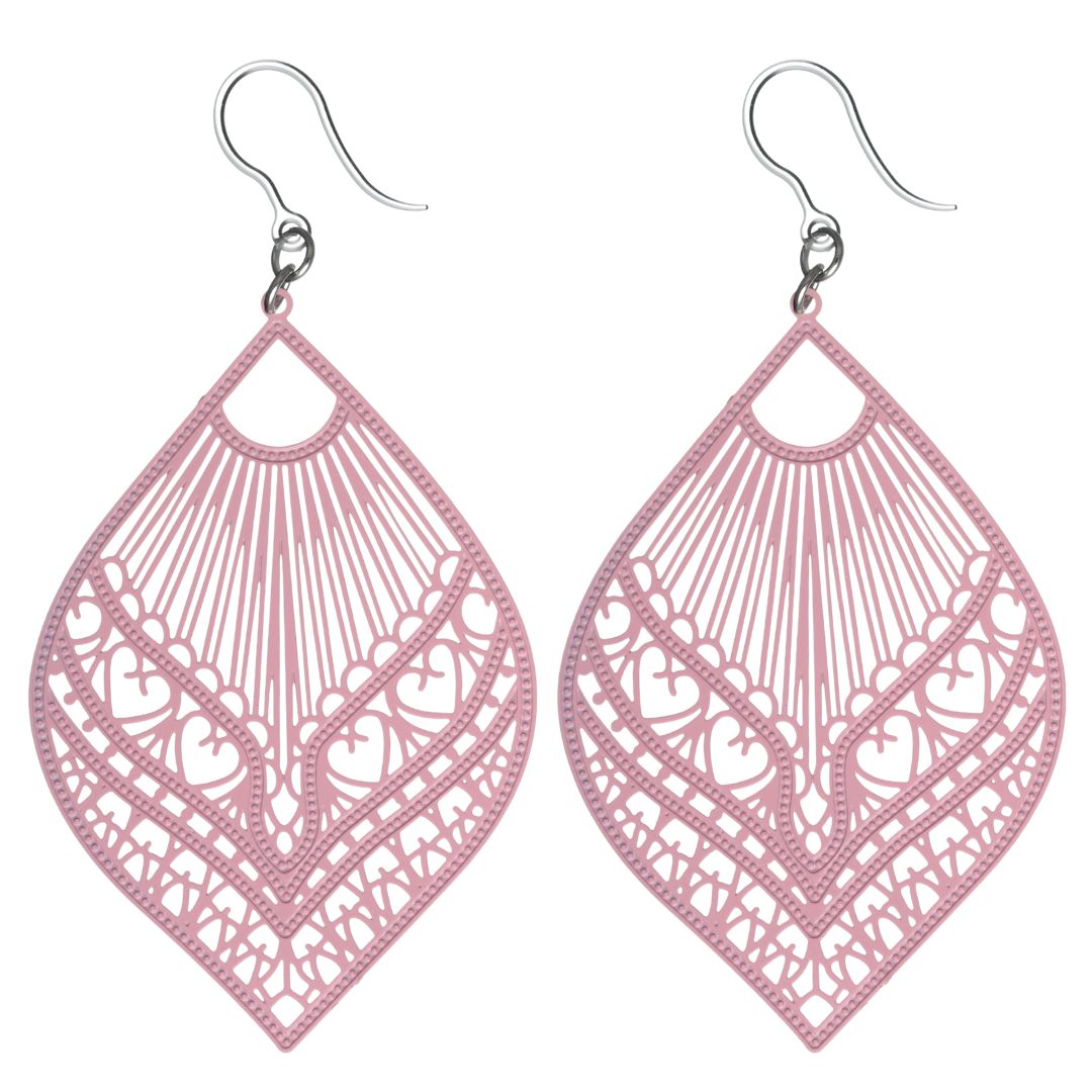 Large Peacock Dangles Turquoise Pink