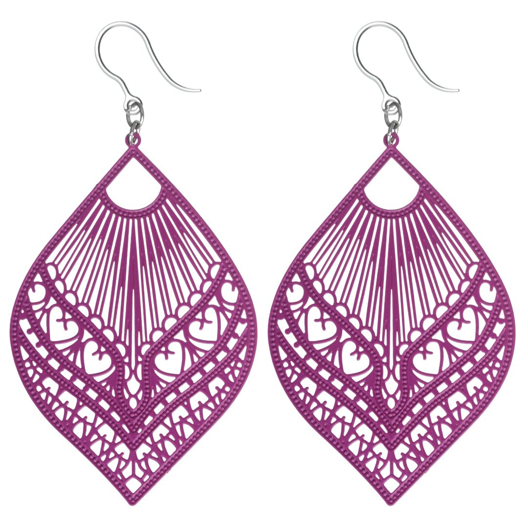 Large Peacock Dangles Turquoise Purple