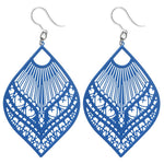 Large Peacock Dangles Turquoise Royal Blue