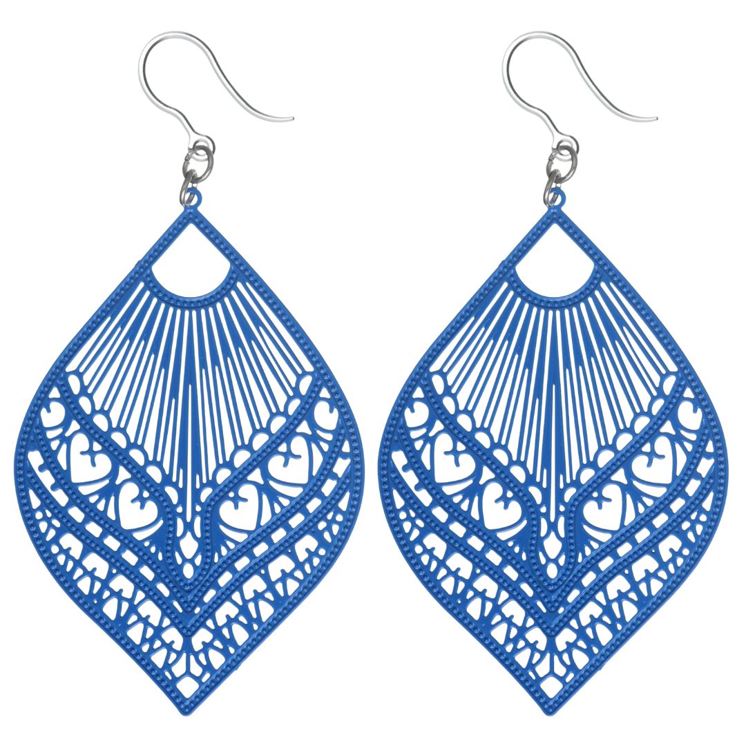 Large Peacock Dangles Turquoise Royal Blue