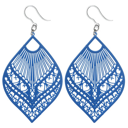 Large Peacock Dangles Turquoise Royal Blue
