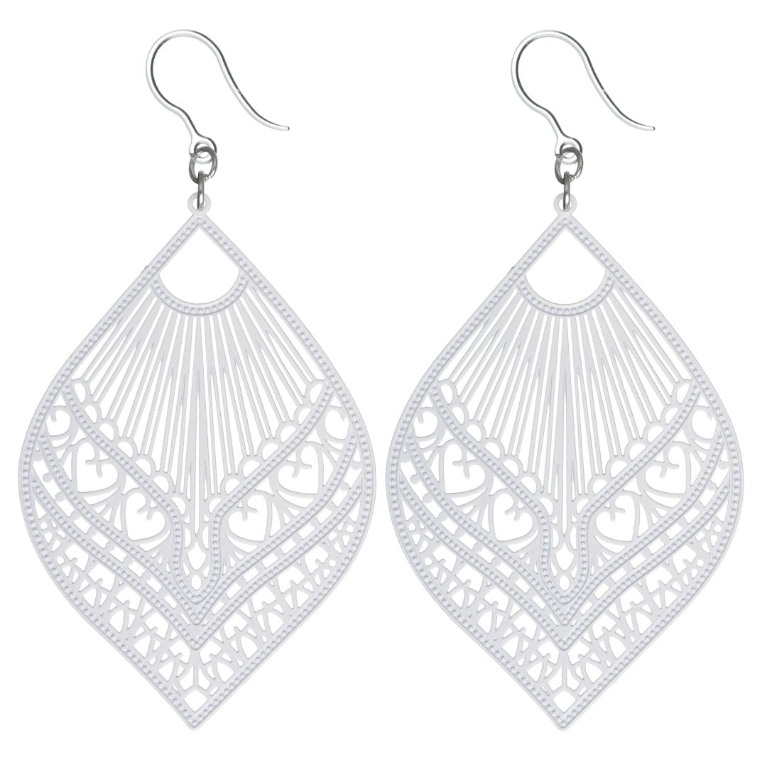 Large Peacock Dangles White