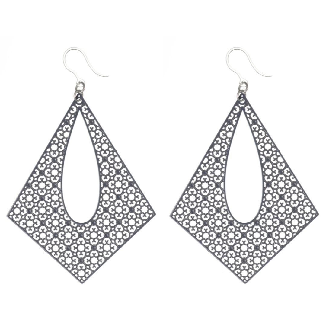 Large Textured Pyramid Dangles Hypoallergenic Earrings for Sensitive Ears Made with Plastic Posts