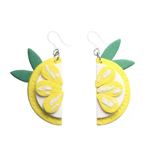 Fruit Clay Earrings (Dangles) - lemon