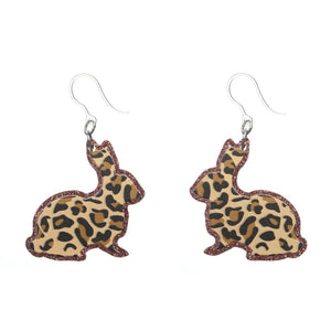 Leopard Bunny Rabbit Dangles Hypoallergenic Earrings for Sensitive Ears Made with Plastic Posts
