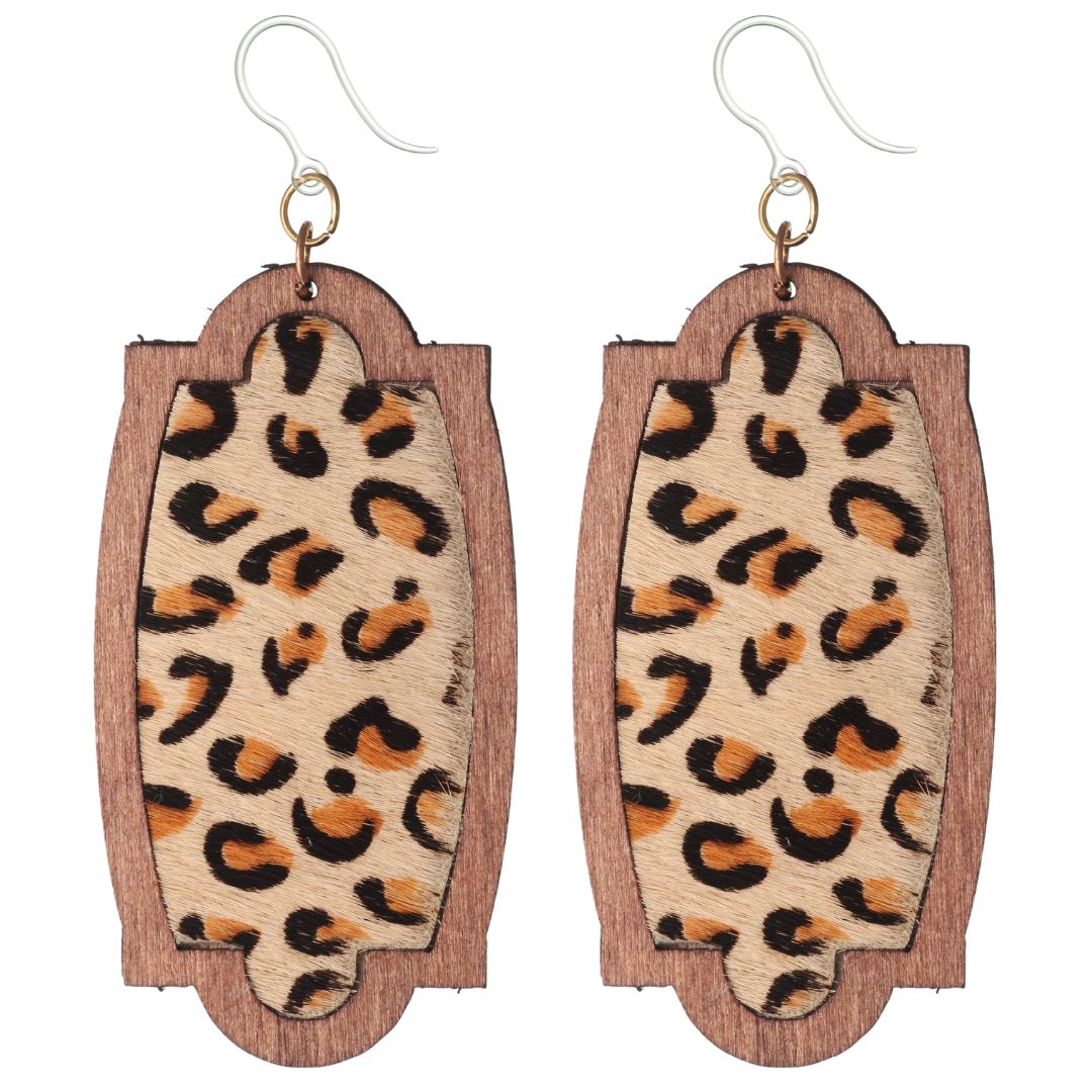 Leopard Frame Dangles Hypoallergenic Earrings for Sensitive Ears Made with Plastic Posts