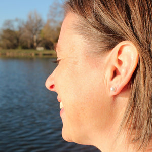 Faux Pearl Studs Hypoallergenic Earrings for Sensitive Ears with Plastic Posts