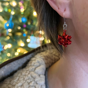 Festive Bow Dangles Hypoallergenic Earrings for Sensitive Ears Made with Plastic Posts