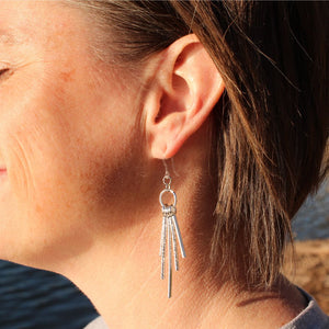 Hanging Silver Bars Dangles Hypoallergenic Earrings for Sensitive Ears Made with Plastic Posts