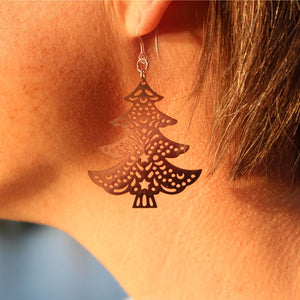 Large Christmas Tree Dangles Hypoallergenic Earrings for Sensitive Ears Made with Plastic Posts