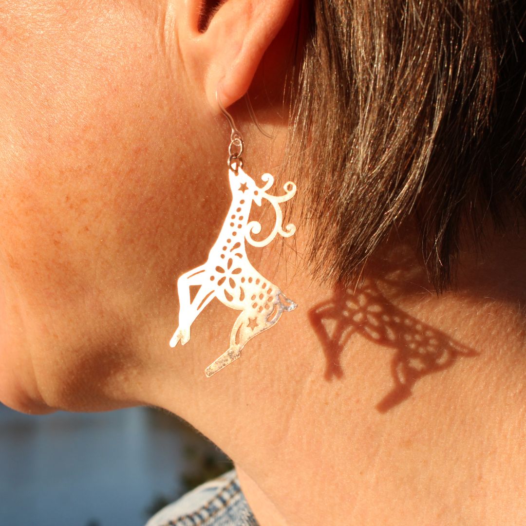 Large Reindeer Dangles Hypoallergenic Earrings for Sensitive Ears Made with Plastic Posts