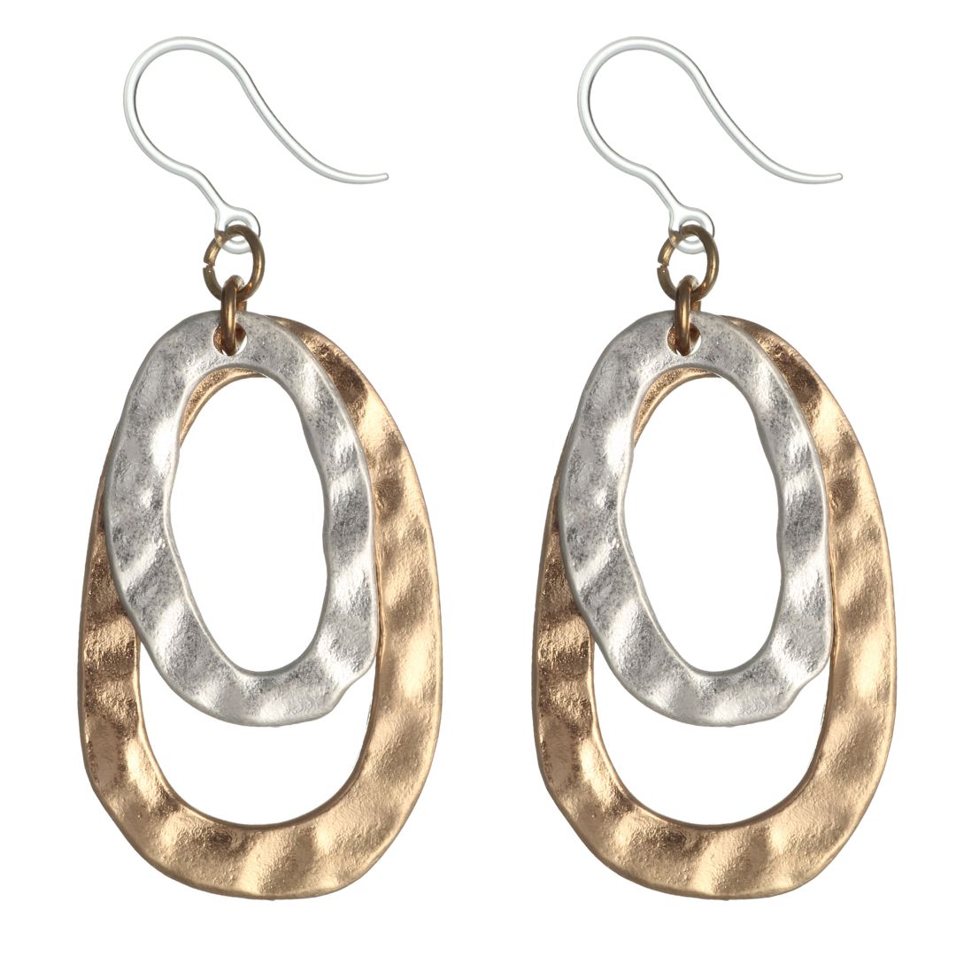 Metallic Double Oval Earrings (Dangles)