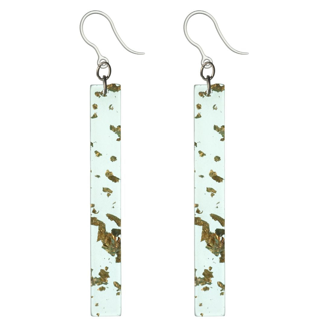 Metallic Fleck Celluloid Dangles Hypoallergenic Earrings for Sensitive Ears Made with Plastic Posts