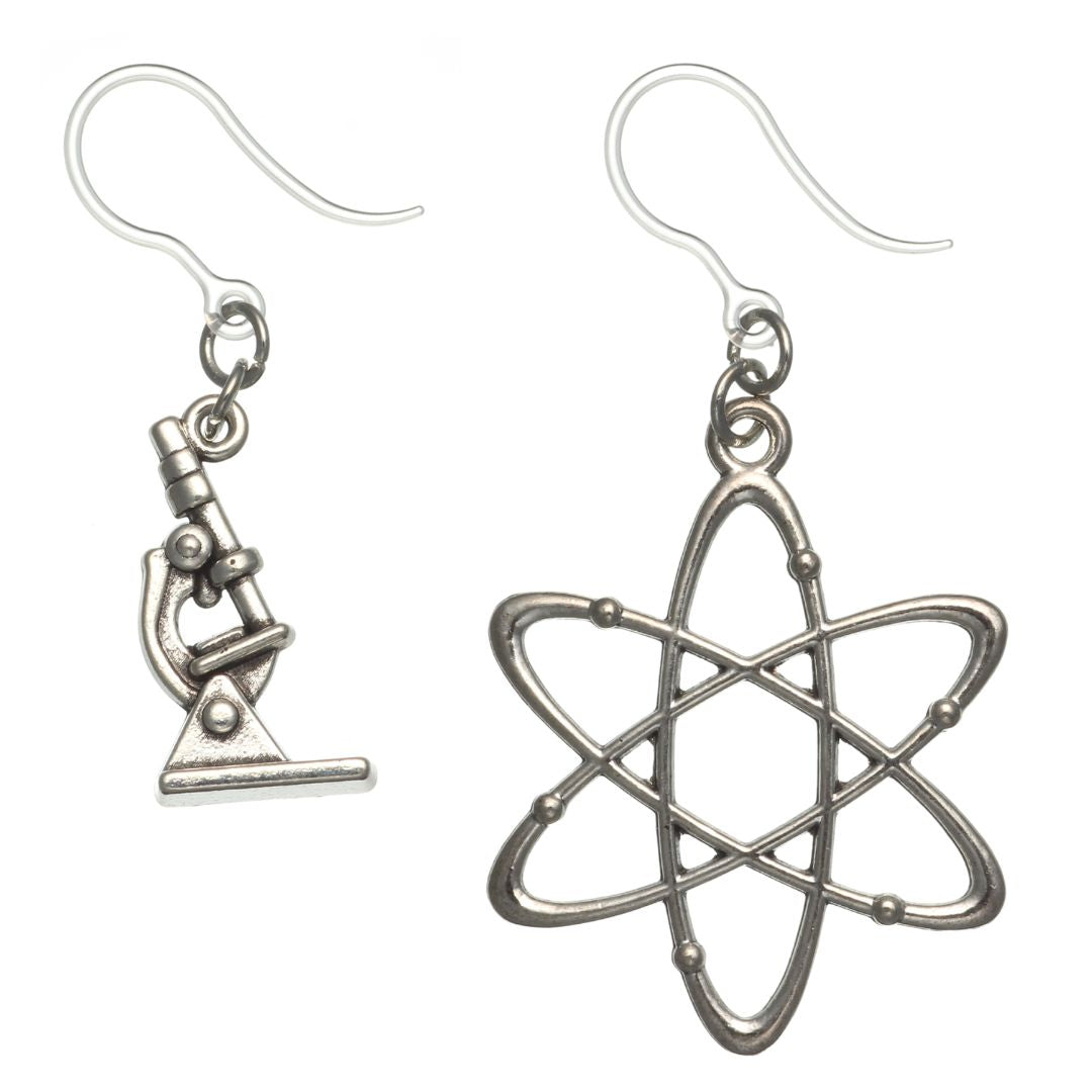 Microscope Atom Dangles Hypoallergenic Earrings for Sensitive Ears Made with Plastic Posts