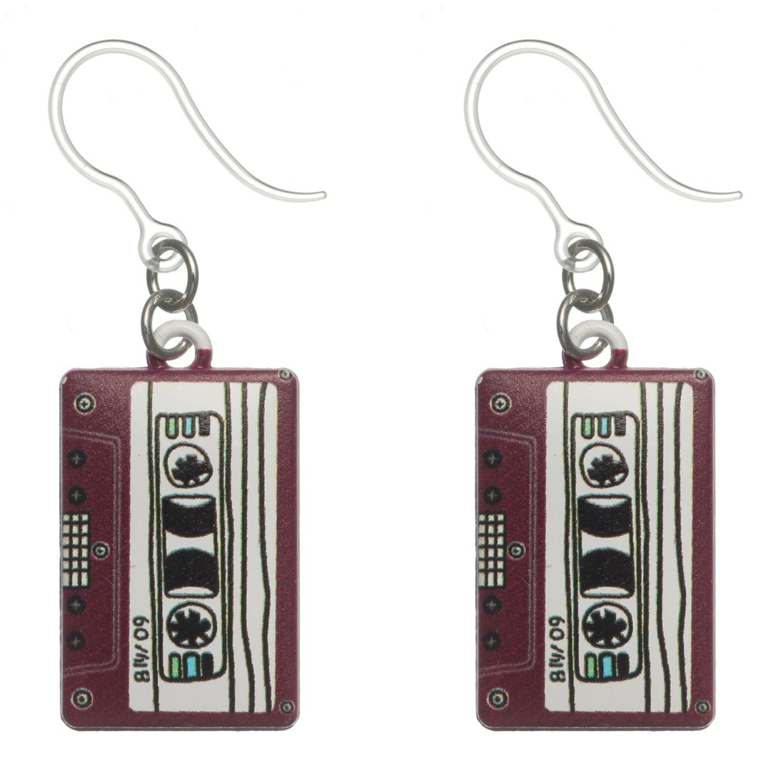 Mix Tape Dangles Hypoallergenic Earrings for Sensitive Ears Made with Plastic Posts