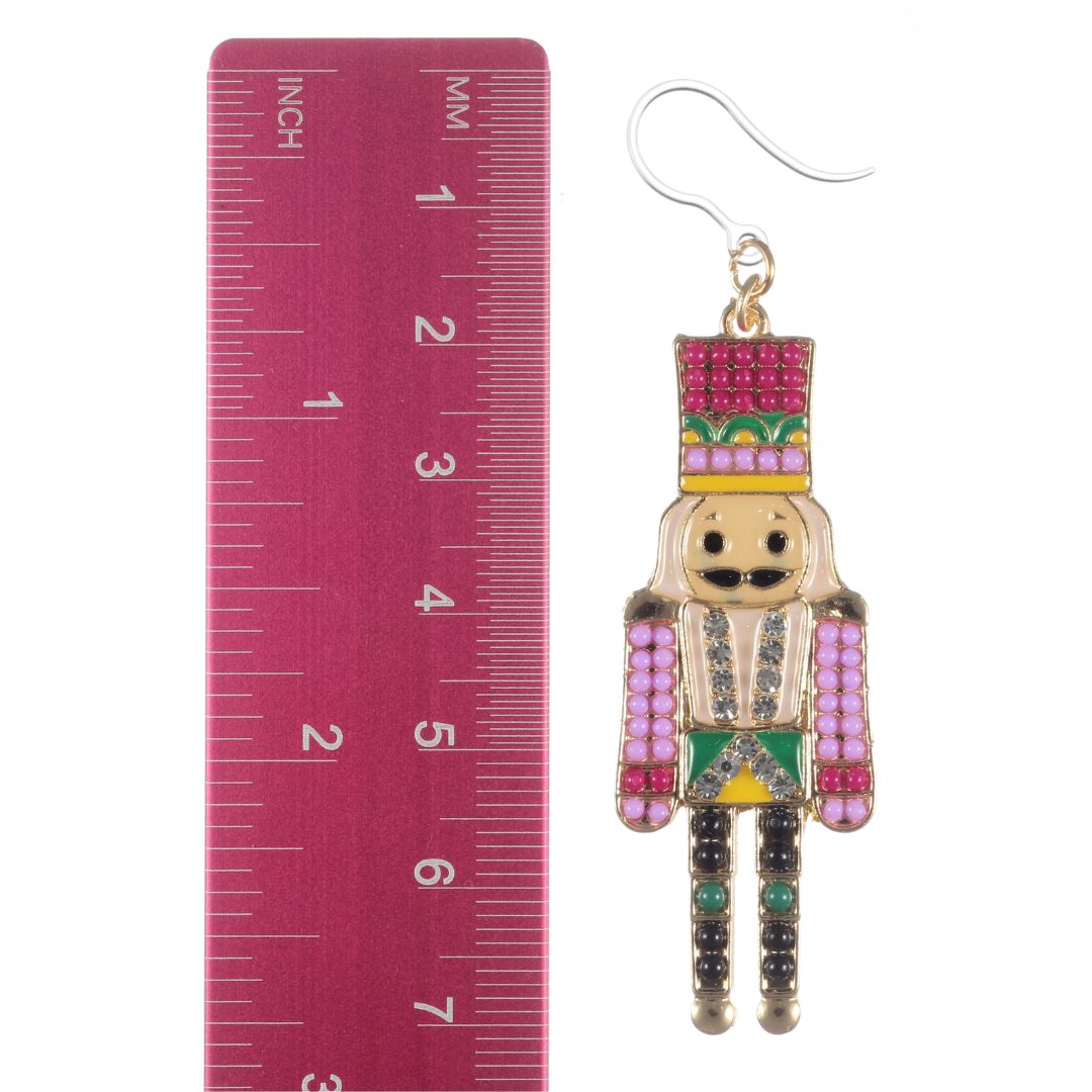 Exaggerated Jeweled Nutcracker Earrings (Dangles) - size