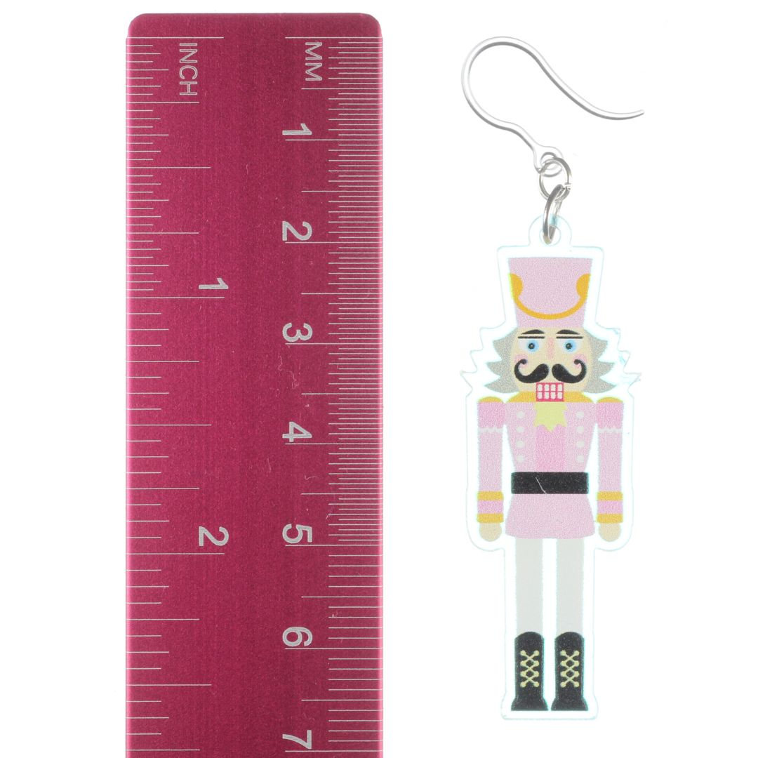 Exaggerated Pink Nutcracker Earrings (Dangles) - size