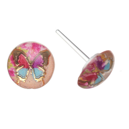 Ornate Butterfly Studs Hypoallergenic Earrings for Sensitive Ears with Plastic Posts