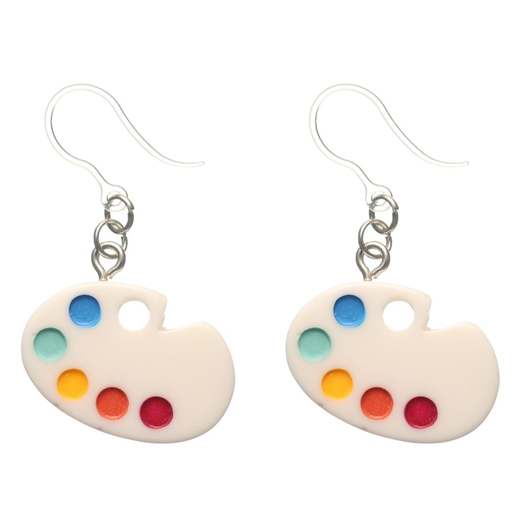 Paint Palette Dangles Hypoallergenic Earrings for Sensitive Ears Made with Plastic Posts