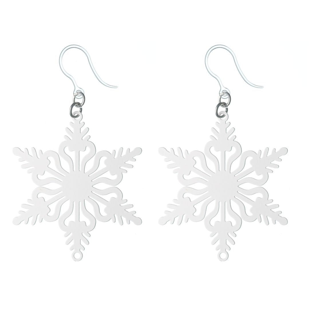 Paper Cut-Out Snowflake Dangles Hypoallergenic Earrings for Sensitive Ears Made with Plastic Posts