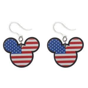 Patriotic Mouse Dangles Hypoallergenic Earrings for Sensitive Ears Made with Plastic Posts