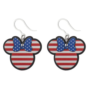 Patriotic Mouse Dangles Hypoallergenic Earrings for Sensitive Ears Made with Plastic Posts
