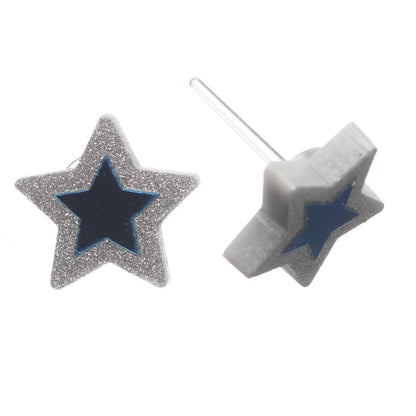 Patriotic Star Studs Hypoallergenic Earrings for Sensitive Ears with Plastic Posts
