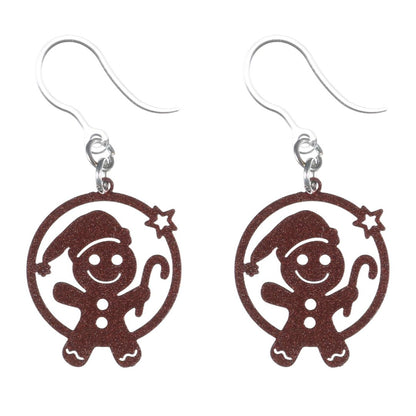 Gingerbread Candy Cane Dangles Hypoallergenic Earrings for Sensitive Ears Made with Plastic Posts