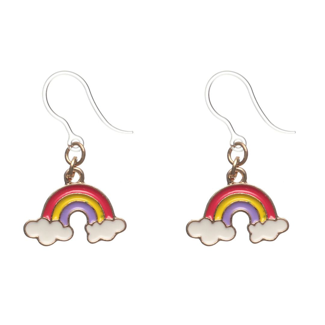 Rainbow Cloud Dangles Hypoallergenic Earrings for Sensitive Ears Made with Plastic Posts