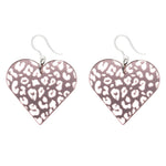 Pink Animal Print Heart Earrings (Dangles)