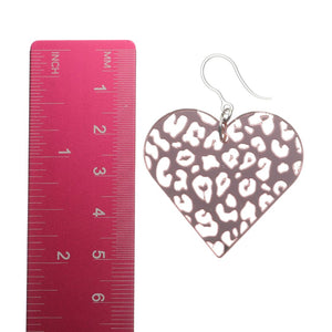 Pink Animal Print Heart Earrings (Dangles) - size