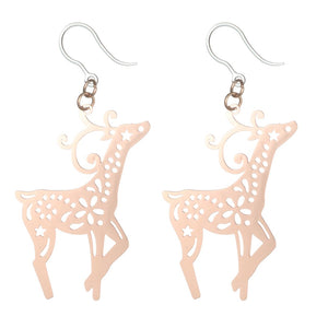 Large Reindeer Dangles Hypoallergenic Earrings for Sensitive Ears Made with Plastic Posts