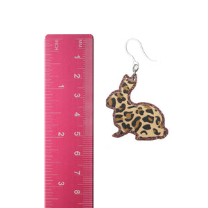 Leopard Bunny Rabbit Dangles Hypoallergenic Earrings for Sensitive Ears Made with Plastic Posts
