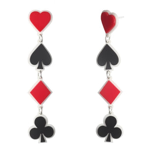 Exaggerated Playing Card Suit Earrings (Dangles)